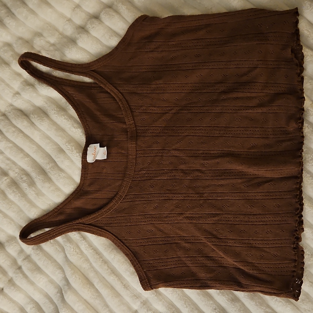 Colsie Chocolate Ribbed Crop Top